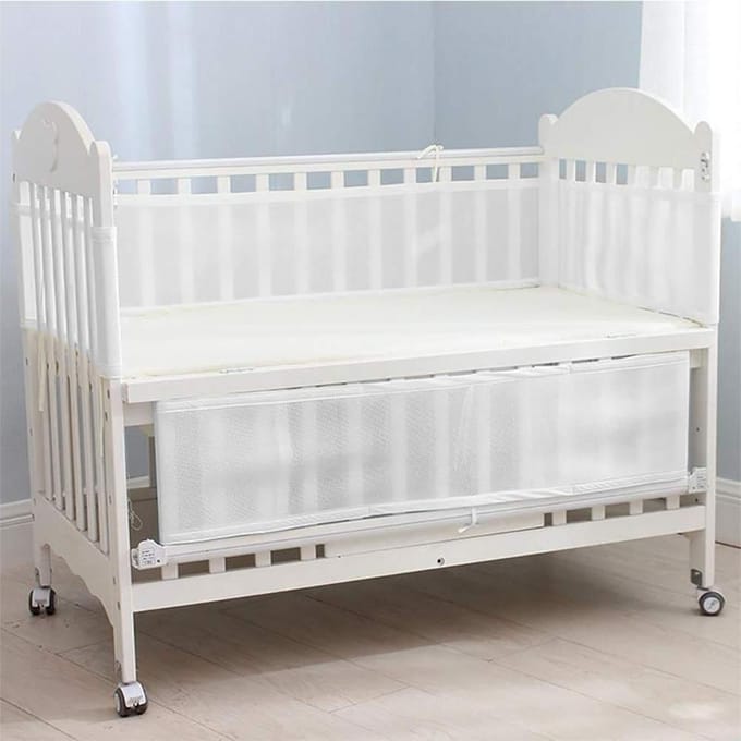 Ensemble de 2 tours de lit pour bébé, doublure en maille respirante et anti-collision blanc