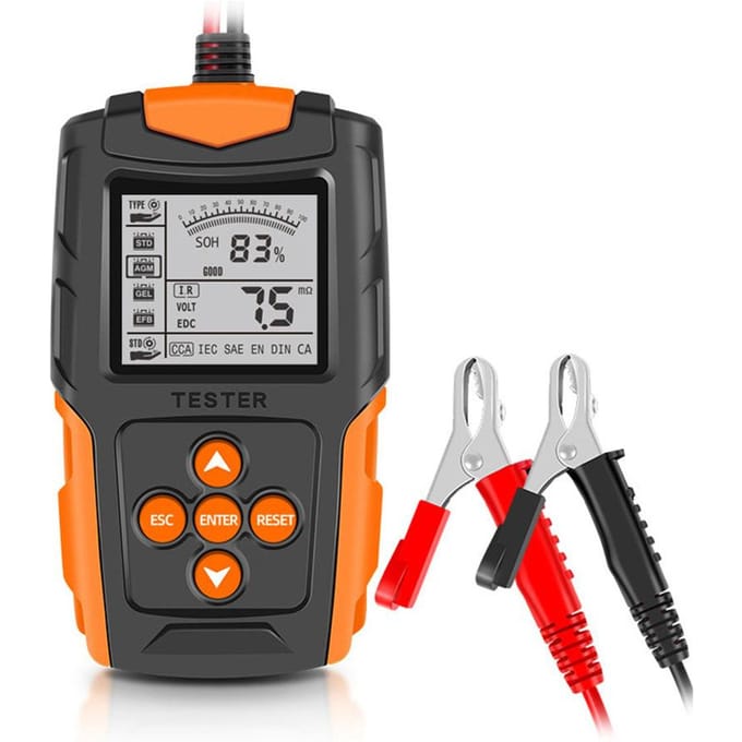12V 24V Auto Accu Tester Digitale Analyzer Tool voor SOH SOC CCA IR Meting Vrachtwagen Motorfiets geel
