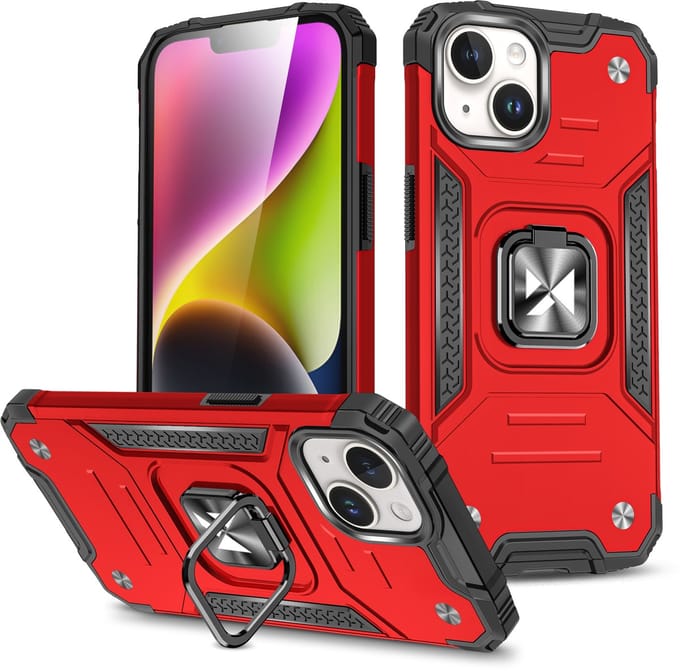 Wozinsky Ring Armor - iPhone 15 Plus Hoesje - Cyaan - Met Ring Houder - Schokbestendig