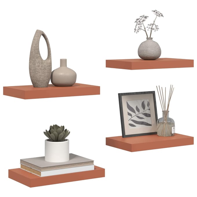 vidaXL - Wandplank - 4 - st - Rood - 40 - x - 23,5 - x - 3,8 - cm - Bewerkt - hout