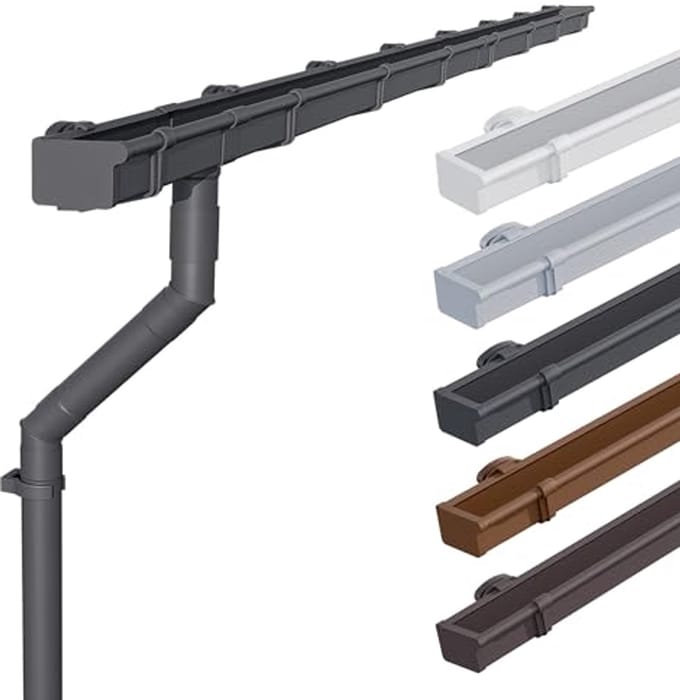Dakgootset voor tuinhuis - 68mm bakgoot 4m antraciet PVC