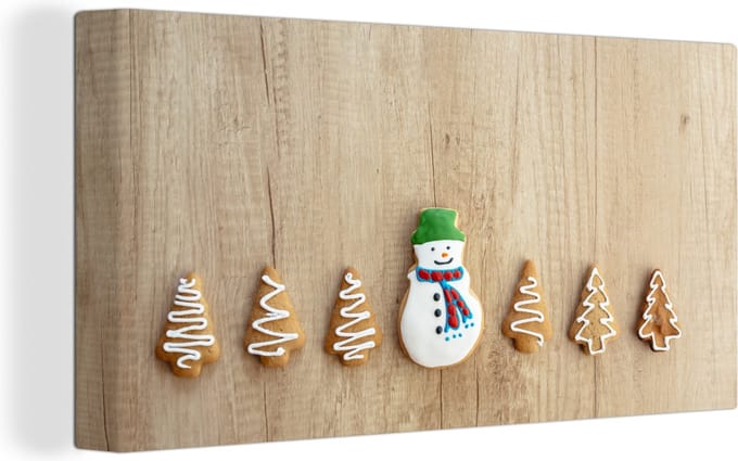 Canvas Schilderij kerstkoekjes - 40x20 cm - Wanddecoratie