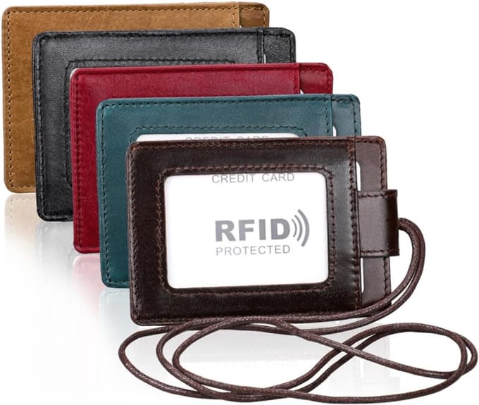 Kaarthouder met Lus - Documenten Beschermer - Veilig Kaarten Dragen - RFID Blokkerend - 10x7.1CM - Rood