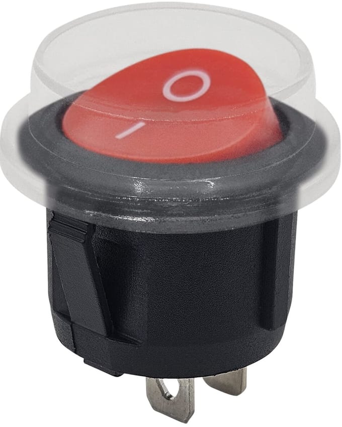 ProRide Wipschakelaar ON/OFF KCD2-202 - met Beschermkapje - 2-pins - Rond ⌀20mm - 250V/6A - Rood