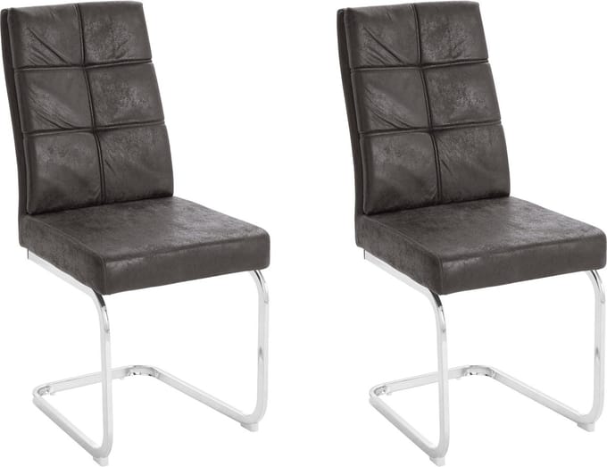 Lale-Eetkamerstoel - Set van 2 - Grijs Microvezel