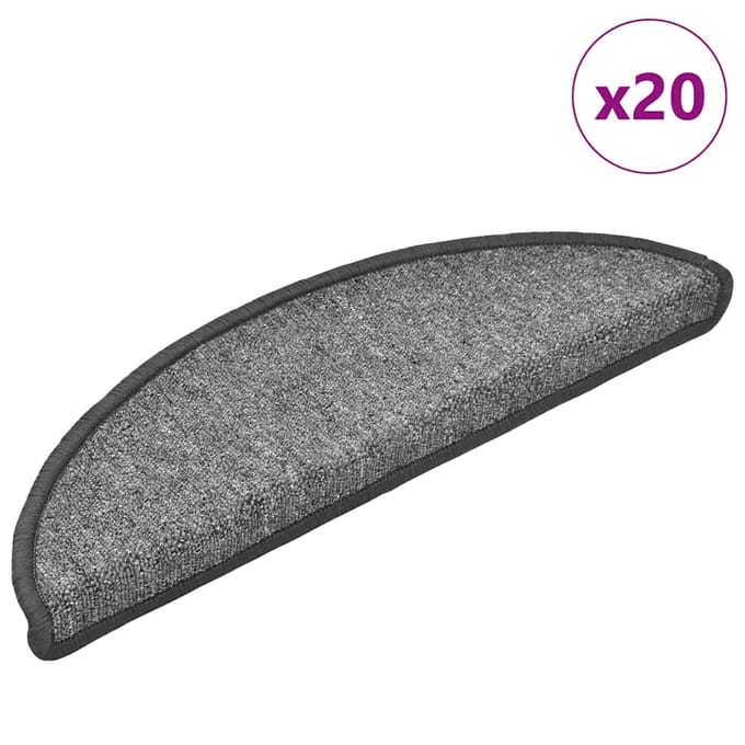 vidaXL - Trapmatten - 20 - st - 56x17x3 - cm - donkergrijs - halfrond