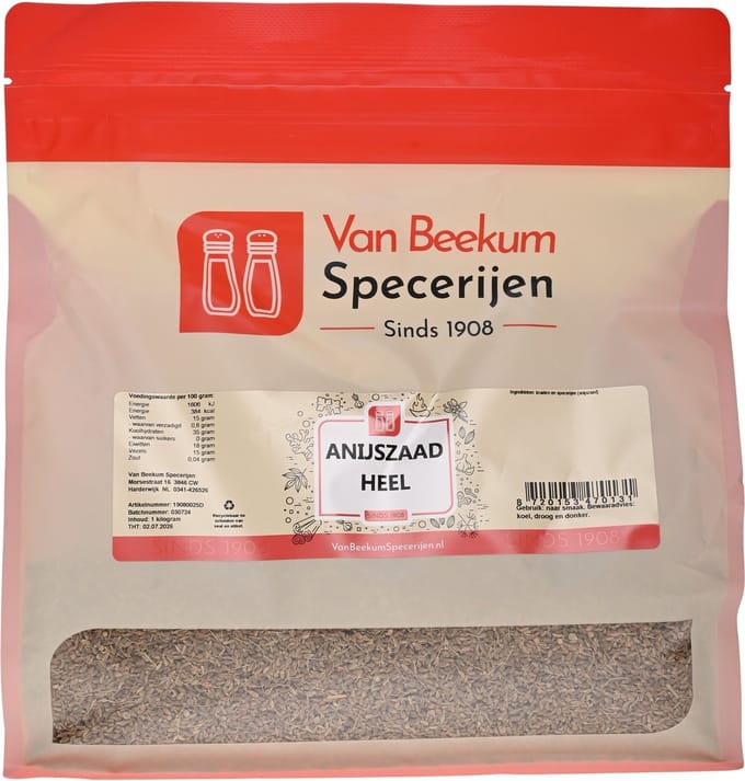 Van Beekum Specerijen - Anijszaad Heel - 1 KG (hersluitbare stazak)