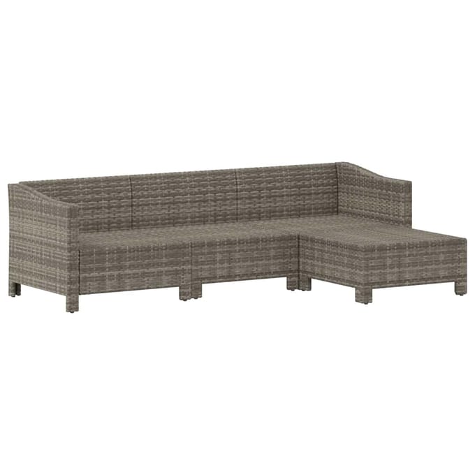 vidaXL - 4-delige - Loungeset - met - kussens - poly - rattan - grijs