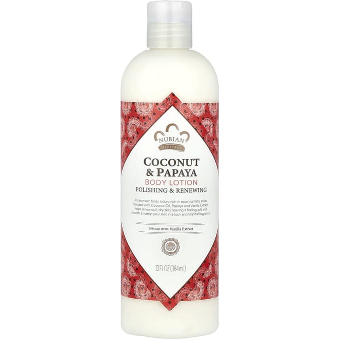 Nubian Heritage, Bodylotion, Kokosnoot & Papaja, 388 ml (384 ml) white