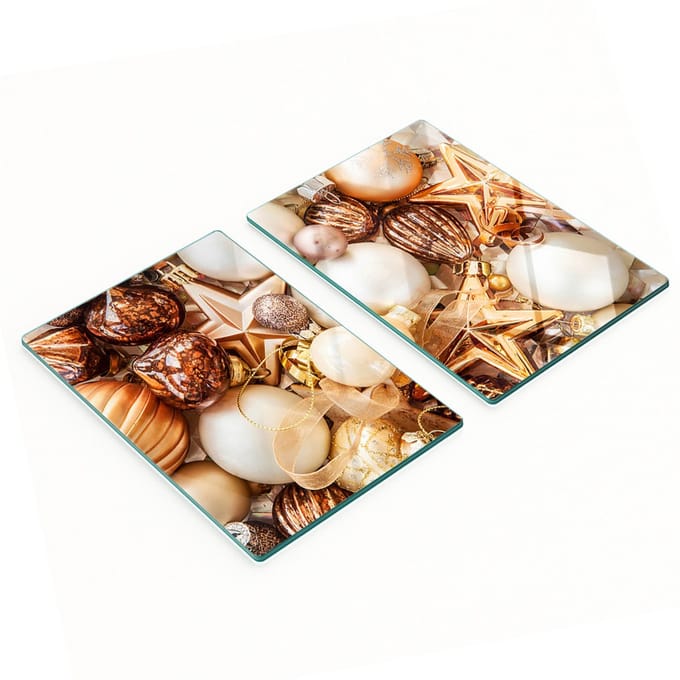 Glazen snijplanken met kerstboomversiering, 2x40x52 cm