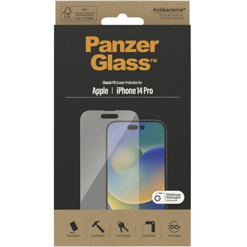 PanzerGlass Screenprotector geschikt voor Apple iPhone 14 Pro Glazen | PanzerGlass Classic Fit Screenprotector - Case Friendly
