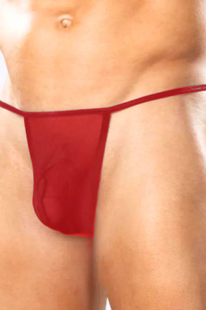 Rode heren string ondergoed elastische tailleband polyester lycra maat XS tot 4XL comfortabel dagelijks