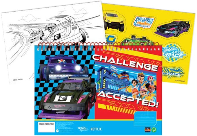 Hot Wheels Challenge A/4 spiraalschetsboek met 40 vellen en stickers