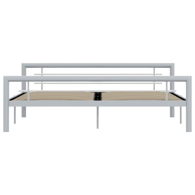 vidaXL - Bedframe - metaal - grijs - en - wit - 180x200 - cm