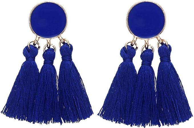 Fako Bijoux® - Oorbellen - Kwast - Cirkel Mini - Donkerblauw