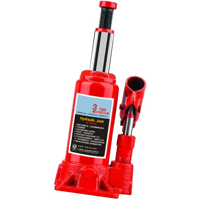 Cric Bouteille de Voiture Utilisation Verticale Multifonction Longue Durée Gain de Place Sécurité Accrue Hydraulique red