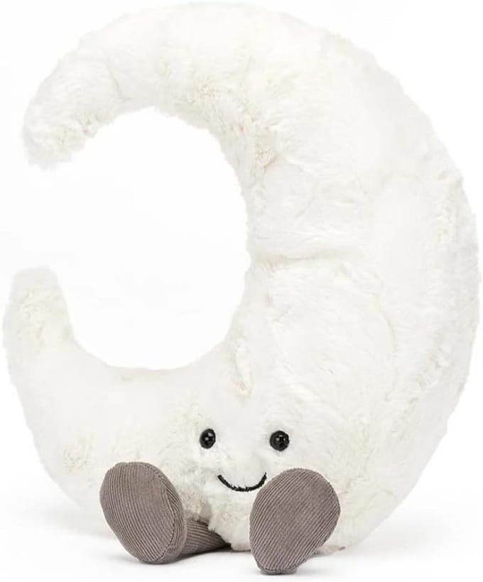 Pluche decoratie - Knuffel maan - Kinderkamer decoreren - Zachte vulling - 30 cm - Wit