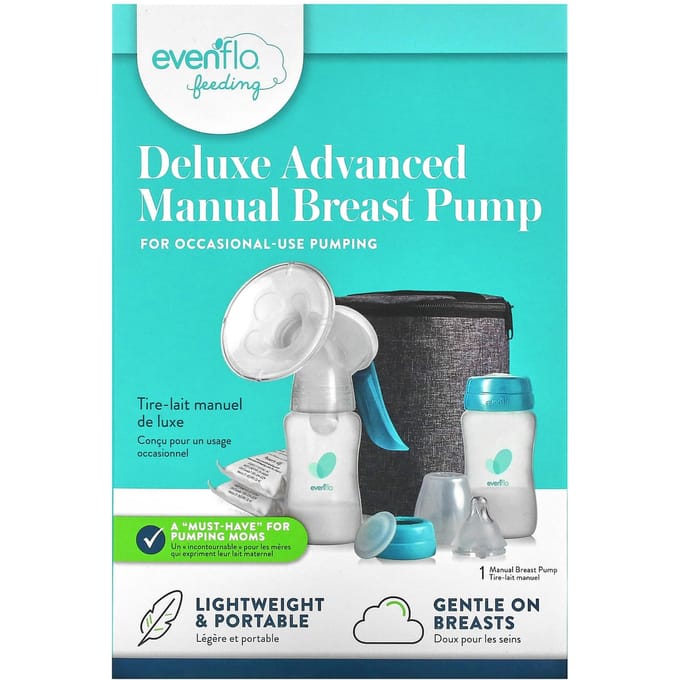 Evenflo Voeding, Deluxe Geavanceerde Handmatige Borstkolf, 10-delige Set blue