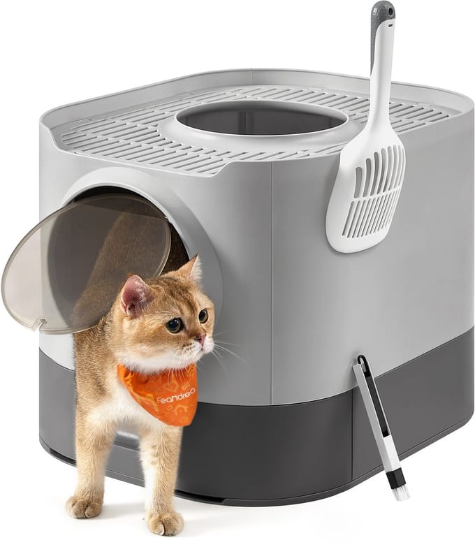 Feandrea - Kattenbak - Met Deksel - Uittrekbare Lade - Geschikt voor Katten van Verschillende Grootten