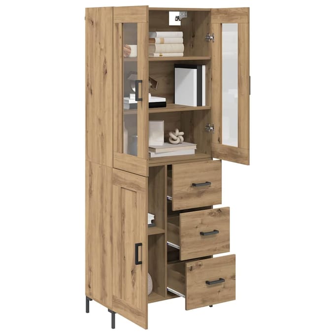 vidaXL - Highboard - 2 - st - Artisan - Eiken - 69,5 - x - 34 - x - 180 - cm - Bewerkt - hout
