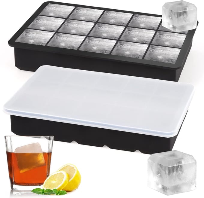 Dailygoods - Siliconen IJsblokjesvormen - Set van 2 met Deksel