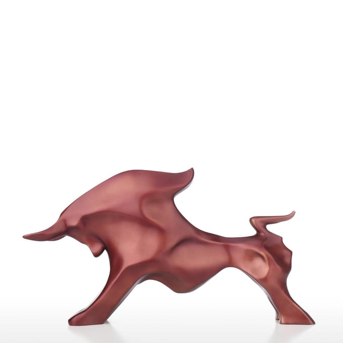 Abstract Stier Standbeeld Dier Figuur Decor Hars Ambacht Mode Desktop Wine red brown
