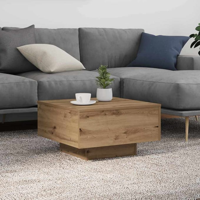 vidaXL - Artisanaal - eiken - 55 - x - 55 - x - 31 - cm - Bewerkt - hout