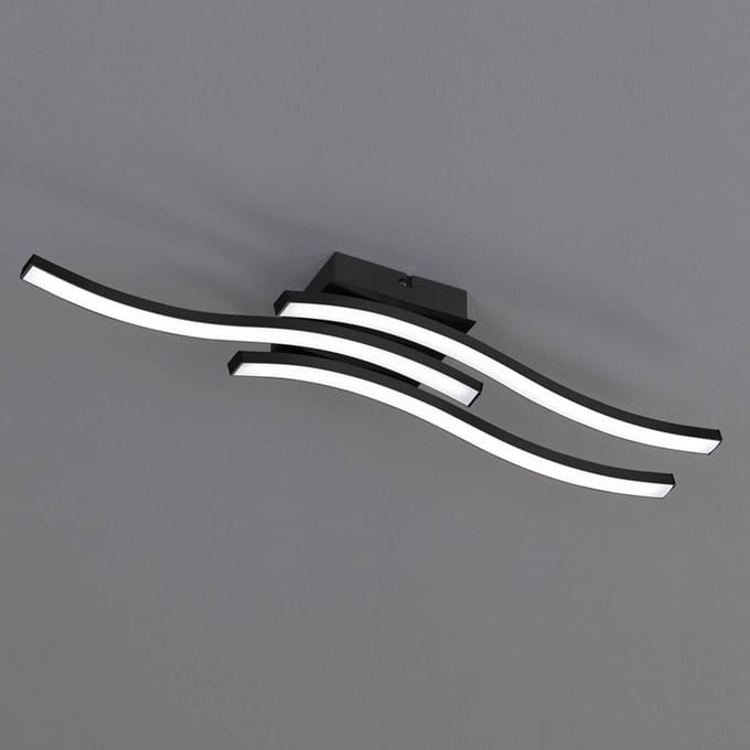 Reality Leuchten LED plafondlamp Route in zwart, 3-lamps