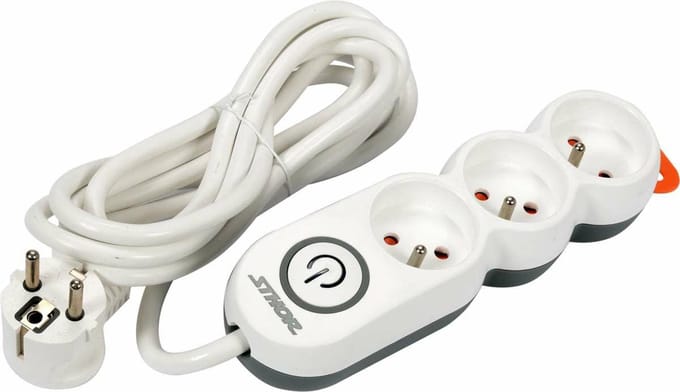 Sthor 72351 - Stroomrail - 3 Gaten - 3m - Aarde - Schakelaar