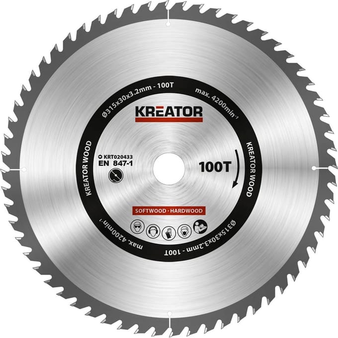 Kreator  KRT020433  Zaagblad hout - 315mm100t
