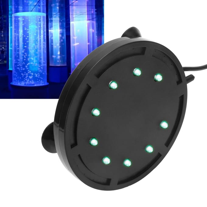 Aquarium LED Pierre à Air Bulleur Diffuseur d'Oxygène avec Lumières black