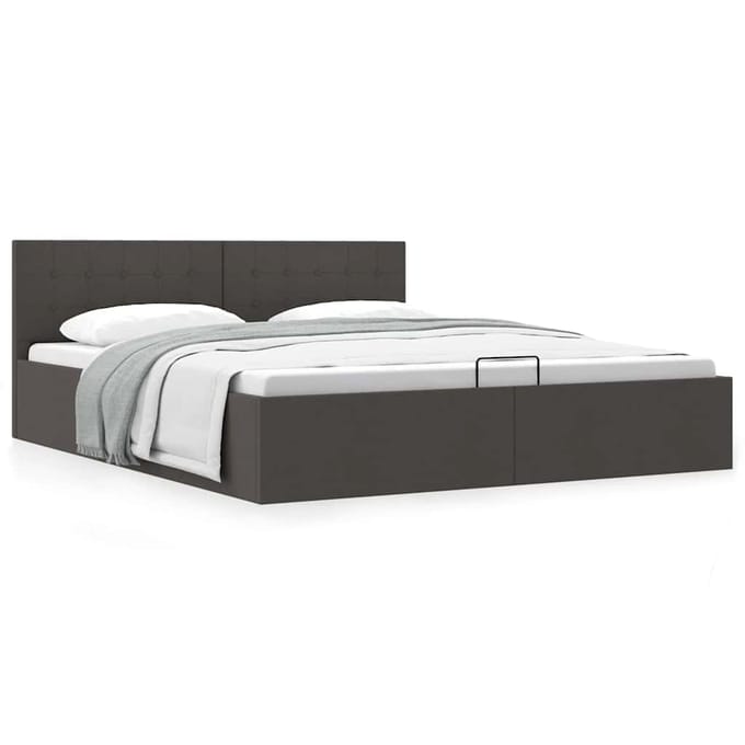 vidaXL - Bedframe - met - hydraulische - opslag - stof - donkergrijs - 180x200 - cm