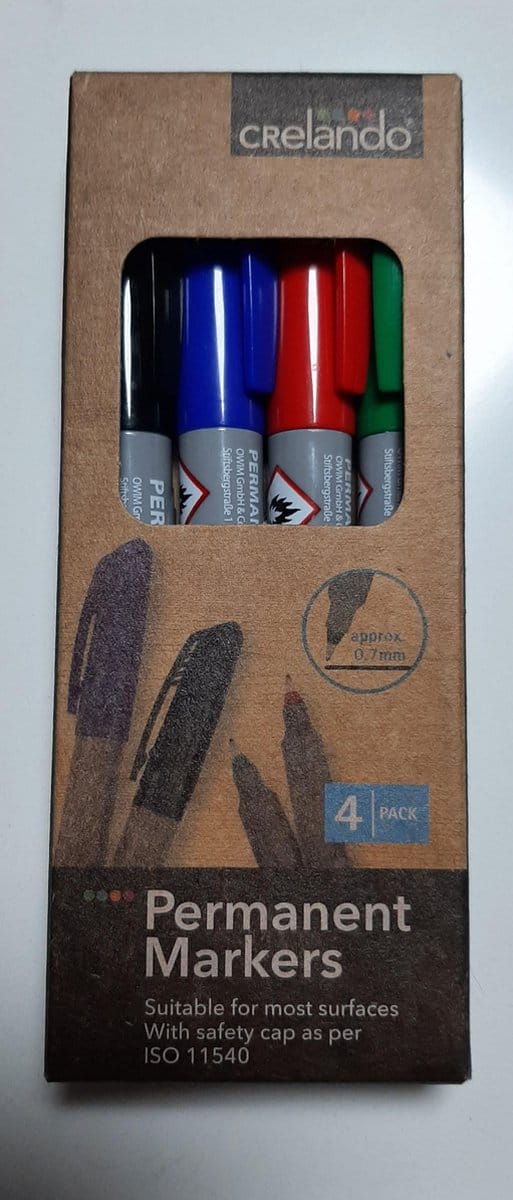 Crelando 4 permanent markers - gekleurd - rood zwart groen blauw - 4x permanent marker - medium - middel - 0.7mm kogelpunt