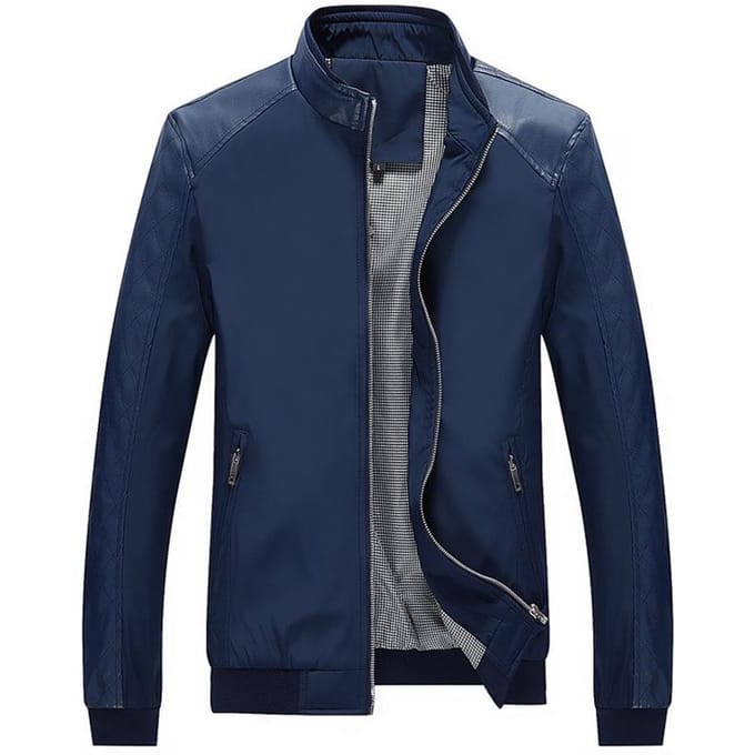 Veste Nouvelle Version Printemps Jeune Homme Fine Version Coréenne Coupe Ajustée Patchwork Cuir PU Tendance Décontractée 5XL