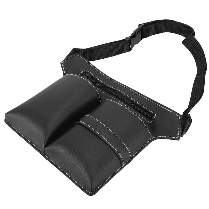 Kapper Barbier Schaar Clips Kappers Etui Tas Houder PU leer(Zilver) zwart