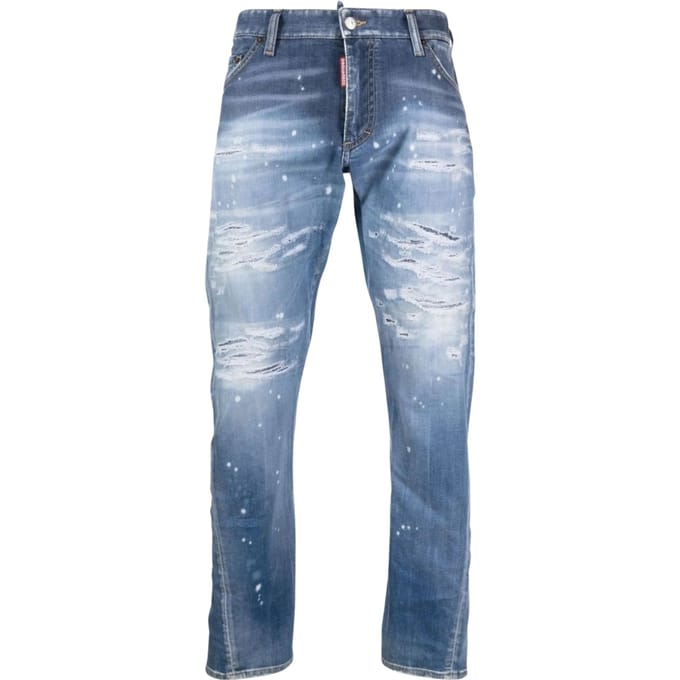 Dsquared2 Sexy Twist Jean Destroyed Reinforced Paint Splash Blue Jeans