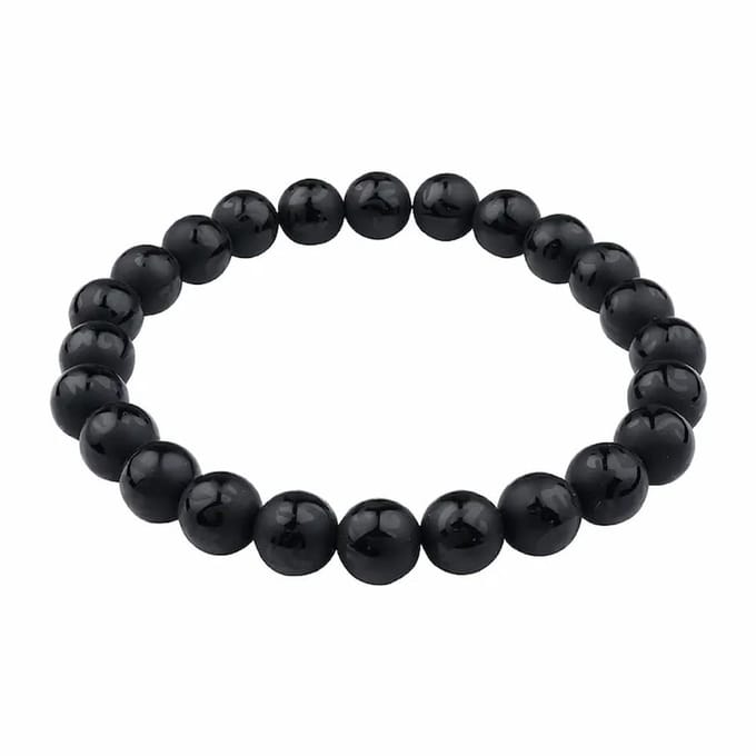 Armband Zwarte Agaat met Mantra 8 mm