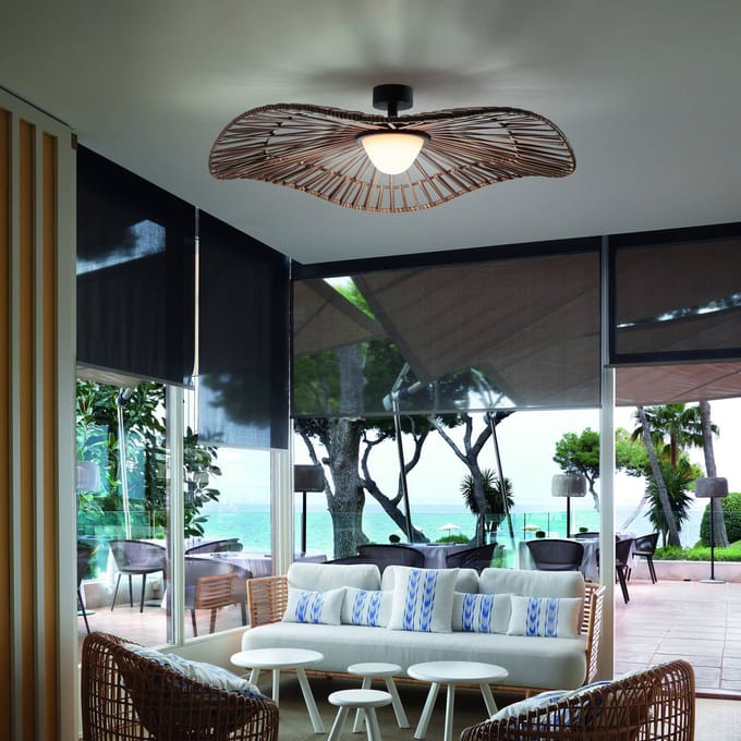Bover LED buiten plafondlamp Mediterránia, bruin, Ø 105 cm