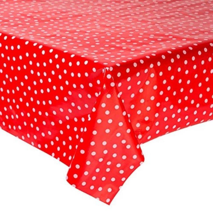 Atelier Du Baj Polka Red Mexicaans Tafelzeil - 250 x 120 cm