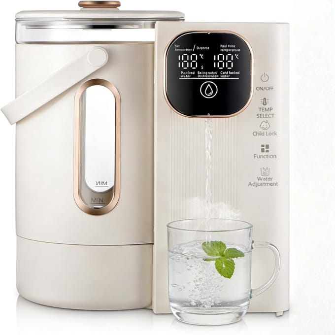 QORA® Heetwaterdispenser - Waterdispenser - Beige - ‎24cm x 15cm x 27cm