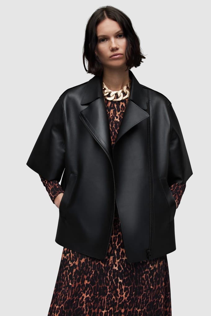 AllSaints Bayla Bonded Jkt Black Größe: S | Lederjacken Outlet | Damen | Schwarz