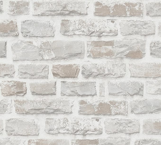 NATUURSTEEN BEHANG | Industrieel - Grijs Wit Terracotta - A.S. Création Natural Living D`eco