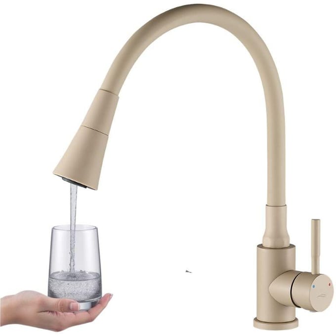 Keukenmengkraan Selva Beige/Chroom met Flexibele Uitloop