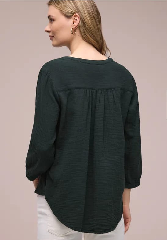 3/4-mouwen blouse in mousseline kwaliteit
