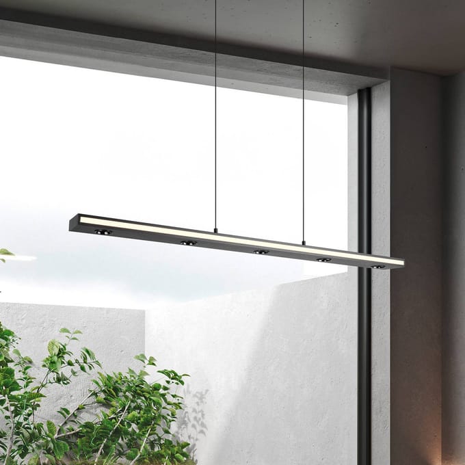 Trio Lighting LED hanglamp Graham, zwart, metaal, up/down, CCT, dimmer