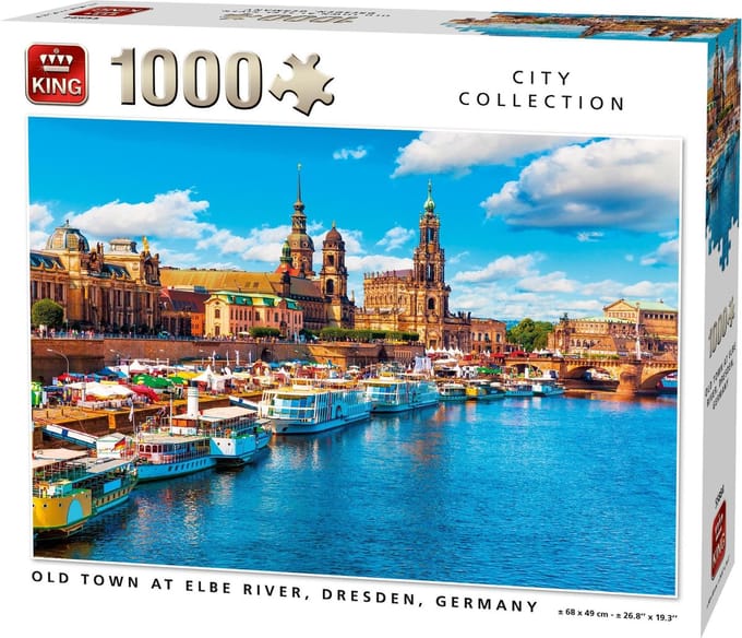 KingPuzzel - 1000 Spuzzelstukjes -OLD TOWN AT ELBE RIVER, DRESDEN, GERMANY