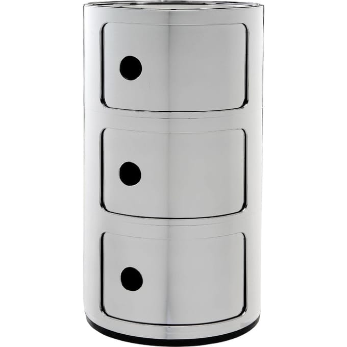 Kartell - Componibili Container - 3 elementen - chroom - zilver