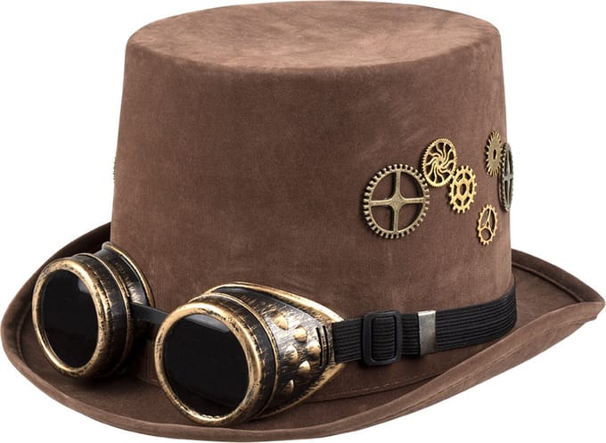 Boland - Hoed Sightpunk Bruin - 60 - Volwassenen - Unisex - Steampunk- Sciencefiction