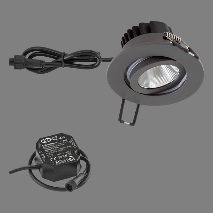 EVN PC65 inbouwlamp rond, 3000K antraciet