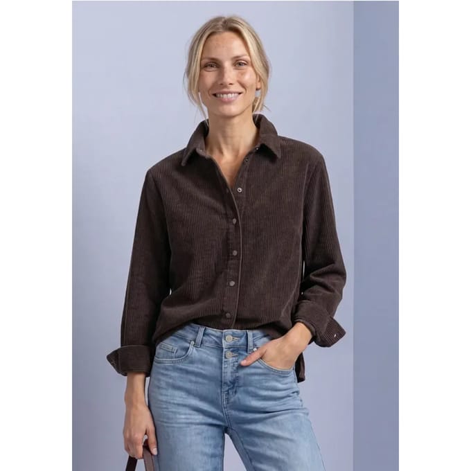 Corduroy blouse met lange mouwen en knopen